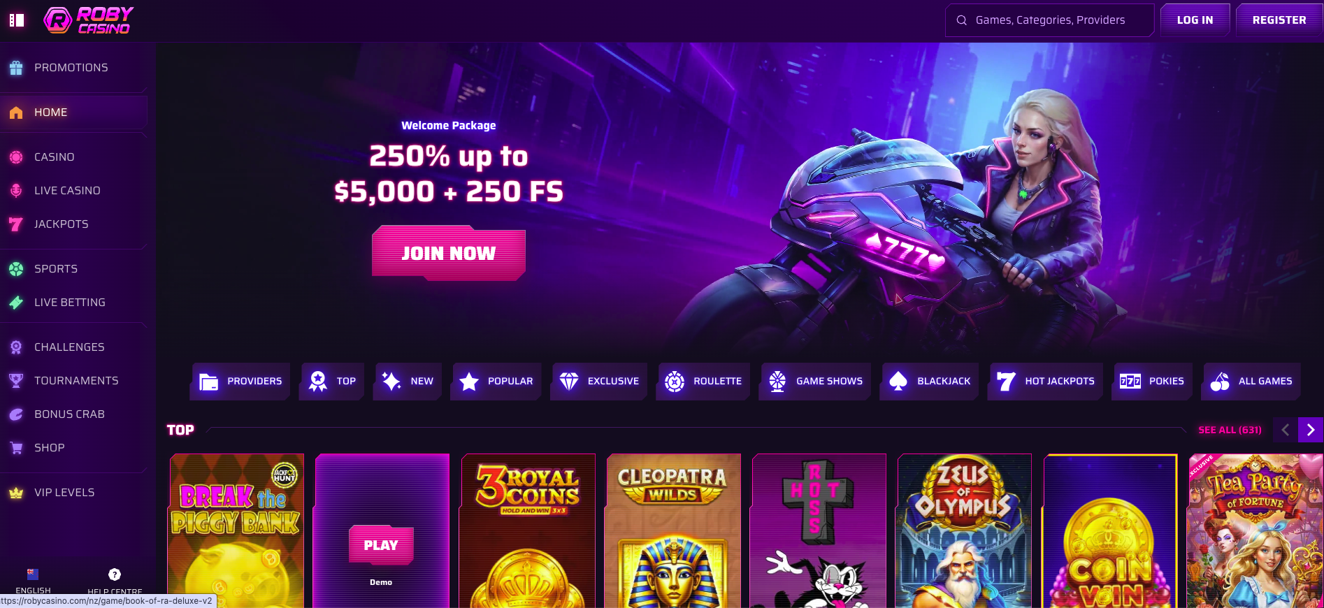 Roby Casino Screenshot - Online Betting NZ